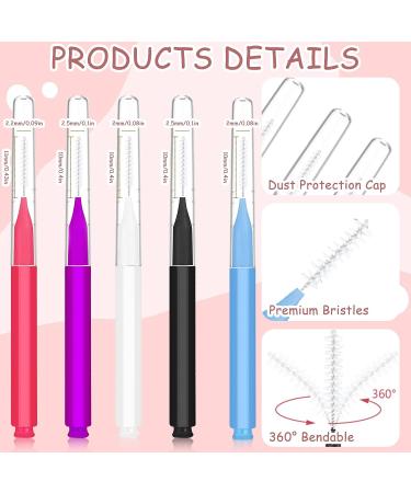 100Pcs Micro Eyebrow & Eyelash Comb Brush with Cap - Multifunctional Brow Lamination Spoolies for Eyebrows - Portable Brow Brushes for Extensions (5 Colors) - Buy Online on SooperMarket.com