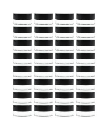 7-Milliliter Glass Lip Balm Jars (24-Pack).25-Ounce Thick-Walled Containers (7ml Clear with Black Metal Lids)