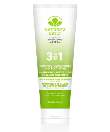 Nature's Gate Shea Butter 3-In-1 Mint Shampoo Conditioner and Body Wash 8 Fluid Ounce