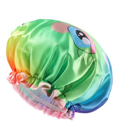 Mikimini shower hood for women reusable unicorn shower hood for children double waterproof hair hood bathing hood with soft PVC lining for children and girls medium-sized 2 pieces (2-pack) unicorn