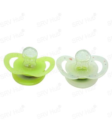 SRV Hub 2 Pack Glow in the Dark Pacifiers for Newborns - BPA Free Non-Toxic Ideal for Babies 0-6 Months (Green) - International Shipping Available - Buy Online on SooperMarket.com