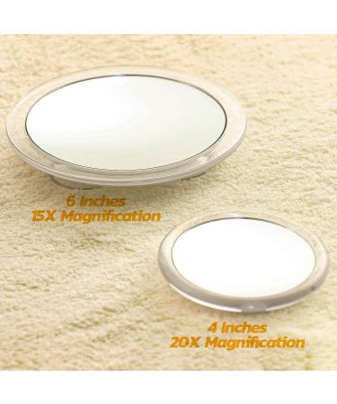 6-Inch Snowflakes Travel Magnifying Mirror with 15x Magnification and Suction Cups for Easy Makeup Application and Precision Grooming - Buy Online on SooperMarket.com