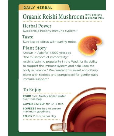 Traditional Medicinals Organic Reishi Mushroom Tea with Rooibos & Orange Peel - 16 Count (Pack of 6) - Buy Online on SooperMarket.com