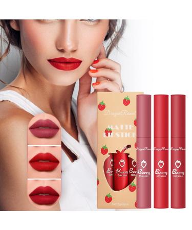 Strawberry Lip Gloss Set - Waterproof Matte Non-Stick Lipstick 1ml | Long-Lasting Lip Glaze #02 | International Shipping Available - Buy Online on SooperMarket.com