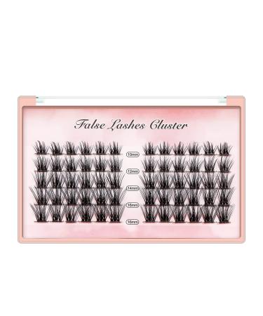 10-12-14-16mm Mixed Wide Stem Cluster Lashes Natural Look 3D Volume Eye Lashes Extensions Soft Lightweight Individual False Eyelashes (mixed 10-12-14-16mm)