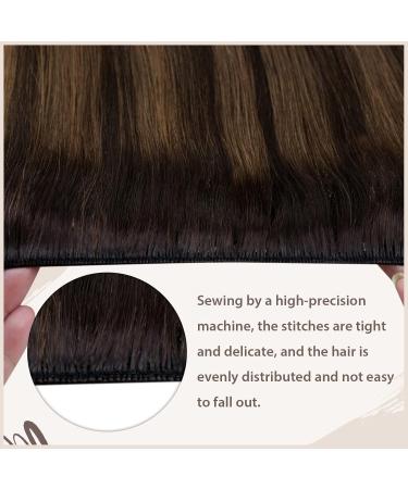 Buy Laavoo 60cm Real Hair Balayage Extensions - Dark Brown Ombre Light Brown Sew-In Weft - 120g #2/8/2 - Premium Quality Hair Extensions - Buy Online on SooperMarket.com