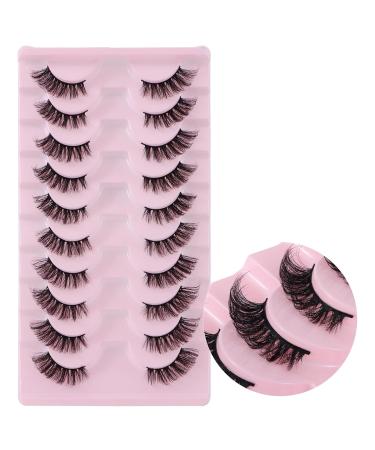 Outopen 10 Pairs Half Lashes - 3D Fluffy Cat Eye False Eyelashes - Natural Look & Reusable 15mm Curl Volume - Buy Online on SooperMarket.com