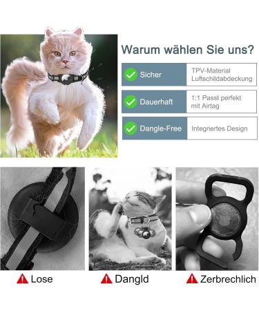 JiaraRui Reflective AirTag Cat Neck Band - Adjustable GPS Collar for Cats & Puppies - Black 7-9 inch - Buy Online on SooperMarket.com
