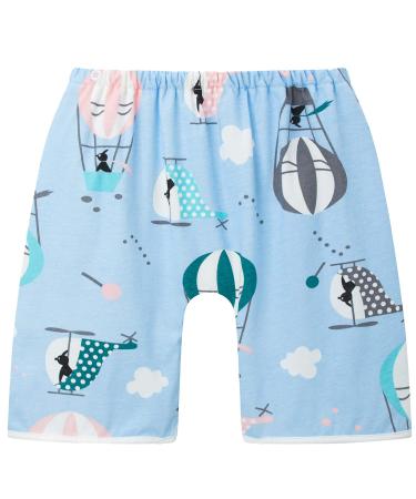 Baby Toilet Training Pants Kids 2 in 1 Waterproof Reusable Cotton Nappy Diaper Skirt Cute Cartoon Skort Pants Hot Air Balloon Low Waist M