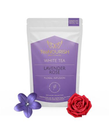 Teanourish lavender rose white tea |Darjeeling Silver Needles White Loser Leaves mixed with lavender rose petals chamomile and blue cornflower-50 g lavender rose white 50g pack