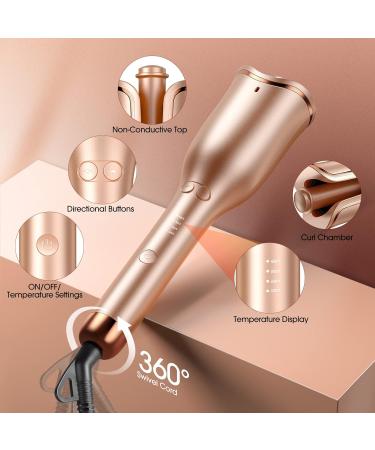 Automatic Curling Iron - Professional Hair Curler with 1 Large Slot 4 Temps 3 Timer Settings - Dual Voltage & Anti-Tangle for Perfect Curls - Buy Online on SooperMarket.com