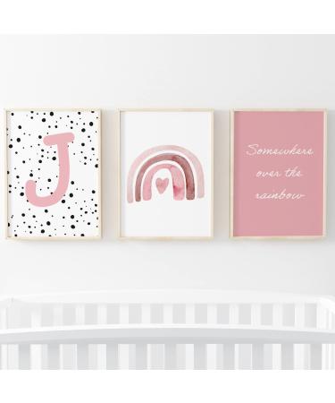 Pompom Prints Set of 3 Girls Bedroom Prints Rainbow Nursery Prints Scandi Boho Style Nursery Decor Playroom Prints Picture Frames not Included (8x10 Inch J) 8x10 Inch J