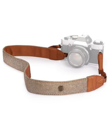 TARION Camera Shoulder Neck Strap Vintage Belt for All DSLR Camera Nikon Canon Sony Pentax Classic White and Brown Weave 241z