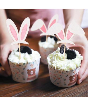 Rsstarxi 24 Pack Easter Bunny Ear Cupcake Toppers Glitter Rabbit Ears Cupcake Picks for Bunny Happy Easter Baby Shower Spring Easter Birthday Party Cake Decorations Design 10 - Buy Online on SooperMarket.com