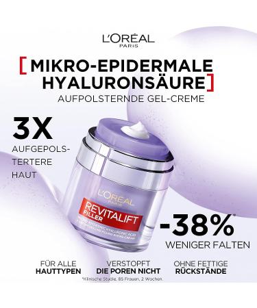 L'Or al Paris Revitalift Filler Gel Cream - Anti-Aging Hyaluronic Acid Face Moisturizer for All Skin Types | 50 ml - Buy Online on SooperMarket.com