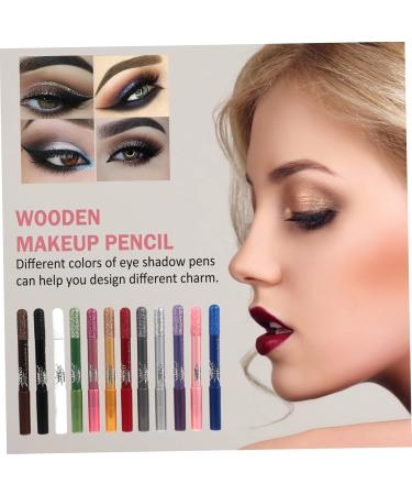 Baluue 12pcs Pearlescent Eyeshadow Pencil Eye Shadow Sticks Shimmer Eyeshadow Glitter Gel Makeup Powder 12.5X0.5cm Assorted Color - Buy Online on SooperMarket.com