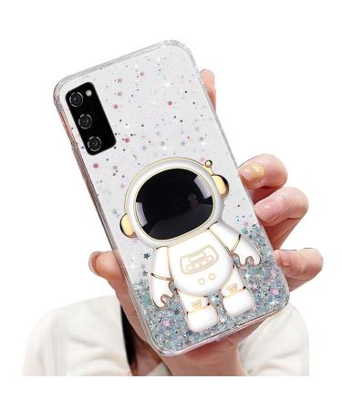 Tivenfezk Nadoli for Samsung Galaxy A02S astronaut Hidden Stand Shell cartoon glittering stands soft silicone bling transparent protective cover samsung galaxy a02s clear