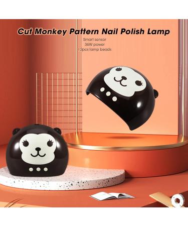 UV LED Nail Dryer 36W - Cute Cartoon Monkey Gel Polish Curing Lamp for Home Salon | 12Pcs Lamp Beads - Buy Online on SooperMarket.com