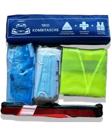 VZL KFZ AUTO AND COMBITH CONSTRUCTION Auto 2024 T V tested including warning triangle and warning vests Auto - Motor KfZ first aid Set Auto 2024 (blue)