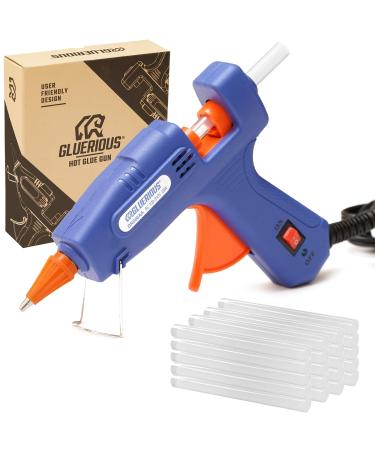 Gluerious Mini Hot Glue Gun with 30 Glue Sticks for Crafts School DIY Arts Home Quick Repairs  20W  Blue