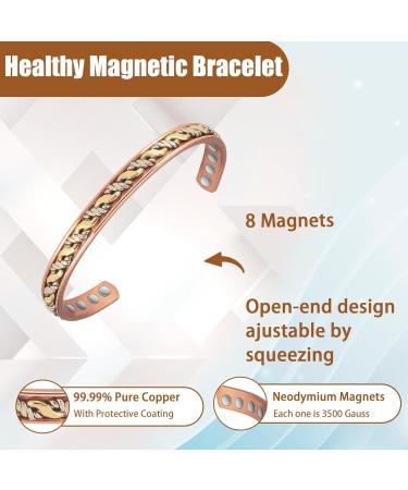 EnerCoppeX Copper Magnetic Bracelet for Women - Detox Jewelry with 3500 Gauss Magnet (CPB-1072SG) - Buy Online on SooperMarket.com