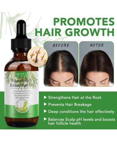 Rosemary Essential Oil for Hair Growth | 100% Organic with Scalp Massager - Nourishes & Stimulates Hair - Buy Online on SooperMarket.com