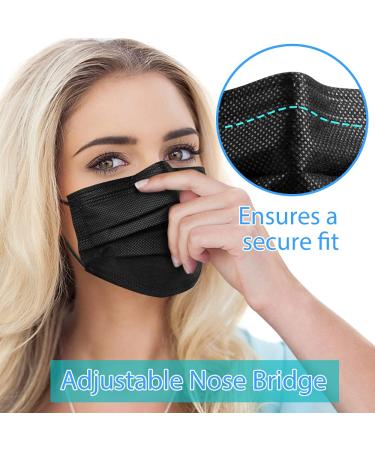 Black Disposable Face Masks - 50 Pack, 3 Ply Disposable Masks - Buy Online on SooperMarket.com