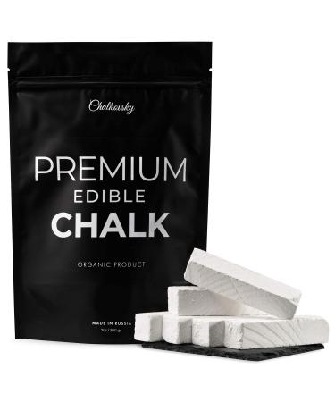 Chalkovsky Premium Edible Chalk - Natural Chalk for Eating - Crunchy Belgorod Chalk Chunks - Russian Organic Chalk for Bone Strength - Zero Additives, No Impurities - White 7oz (200g)