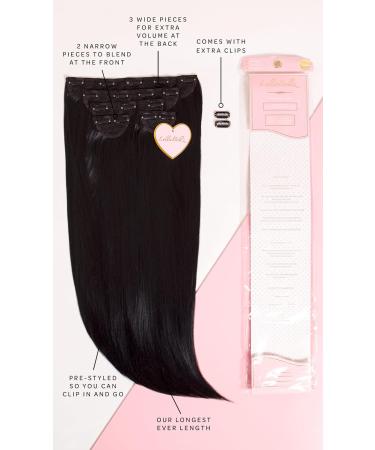 Lullabellz Super Thick Statement Straight Clip In Hair Extensions 5-Piece 26-Inch Length Natural Black - Buy Online on SooperMarket.com
