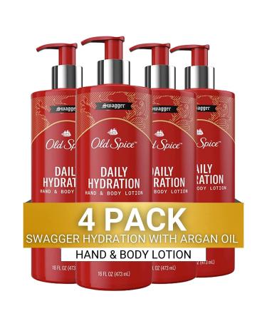 Old Spice Daily Hydration Hand & Body Lotion for Men Swagger with Argan Oil 16 oz Pack of 4