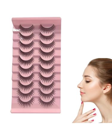 False Eyelashes Half Lashes Wispy Lashes 10 Pairs Natural Half Eyelashes Wispy Eyelashes Cat Eye Short Eyelashes Natural Look False Eyelashes Cat Eye Wispy Corner Lashes Fluffy Wispy False Eyelashes
