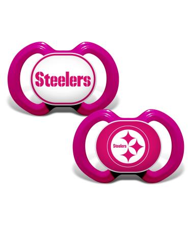 BabyFanatic Girls Pink Pacifier 2-Pack - NFL Pittsburgh Steelers - Officially Licensed League Gear