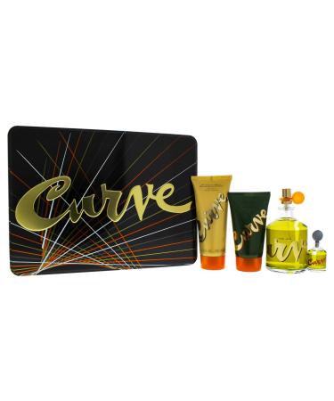Liz Claiborne Curve 4 Pc. Gift Set (Cologne Spray + Mini + After Shave + Hair & Body Wash) for Men 4.2 Fl Ounce