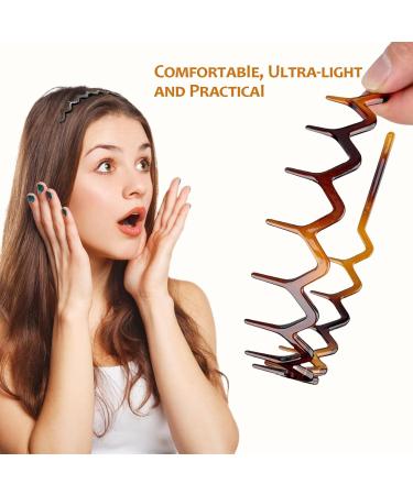 Ruzister 4 Pieces Zigzag Headbands Classic 90s Plastic Headband with Teeth Wavy Comb Headband for Women and Men Shark Tooth Headband - Buy Online on SooperMarket.com