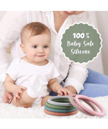 Sensory Silicone Teether Toy with Safety Bracelet - Baby Teething Ring | Food Grade Silicone | BPA & Phthalate-Free | Blue/Orange/Mint/Light Blue - Buy Online on SooperMarket.com