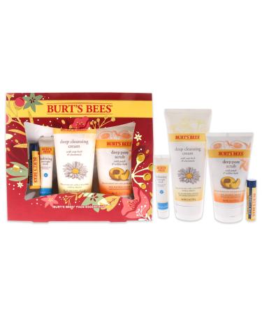 Burt s Bees Holiday Gift 4 Face Care Stocking Stuffer Products Skin Care Essentials Set - Deep Cleansing Cream Deep Pore Scrub Hydrating Overnight Mask & Vanilla Bean Lip Balm (Old Version) Old Version Face Essentials Gift Set