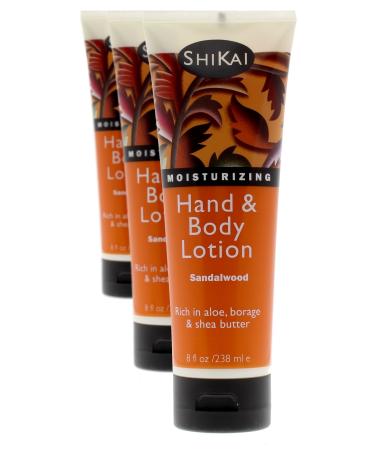 ShiKai - Sandalwood Hand & Body Lotion Plant-Based Perfect for Daily Use Rich in Botanical Extracts Makes Skin Softer & More Hydrated Formulated for Sensitive Skin Creamy Texture (8 oz 3-Pack) 8 Fl Oz (Pack of 3)