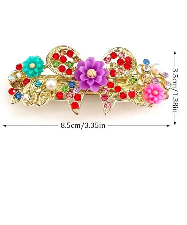 Crystal Flower Hair Barrettes Vintage Butterfly Rhinestone French Spring Clasp Claws Pearl Hair Clips Accessories for Women Girls Teens (Multi-colored) - Buy Online on SooperMarket.com