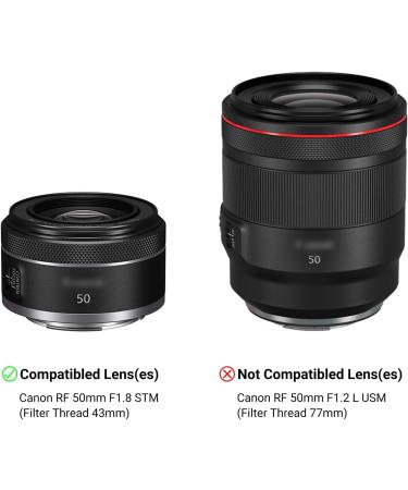Canon RF 50mm F1.8 STM Lens Hood for EOS R6 R5 RP R Camera - Reversible Lens Shade ES-65B Replacement | Compatible with 43mm Filters and Lens Cap - Buy Online on SooperMarket.com