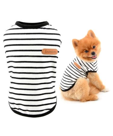 Smalllee_lucky_Store summer clothing for dogs striped T-shirt for small and medium-sized dogs cats boys girls sleeveless tea cup Yorkie Chihuahua Medium black