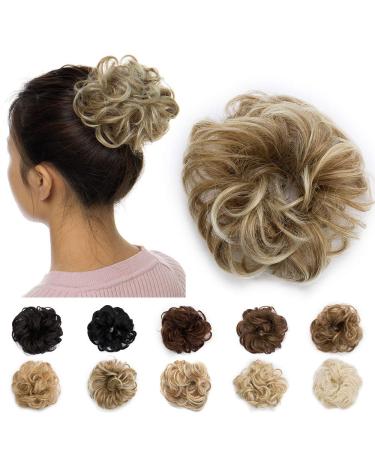25g 1Pcs Messy Hair Bun Donut Hair Chignons Updo Scrunchy Scrunchie Bun Updo Hairpiece Hair Ribbon Ponytail Extensions Sandy Brown to Bleach Blonde 25 g Sandy Brown to Bleach Blonde