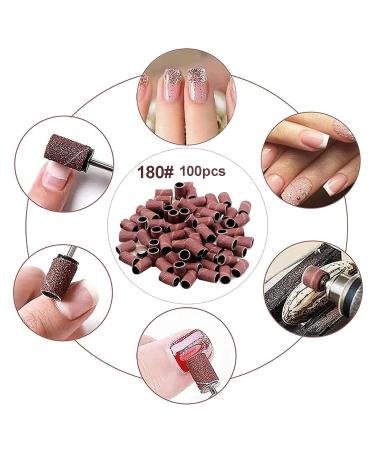 Yoezuo 100 Pcs Nail Sanding Bands Grit Nail Art Sanding Bands 180 Grit Nail Files with 2 Pcs Nail Drill Bits for Electric Nail Files Nail Drill Machine Manicure Pedicure 180" - Buy Online on SooperMarket.com