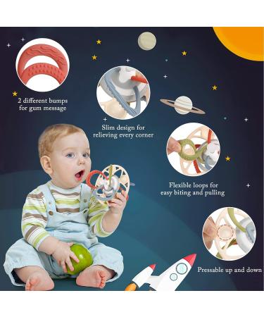 Zooawa Baby Teether - BPA-Free Silicone Sensory Toy for Teething Relief | Rattles & Chew Toy for 3-6 Months+ - Easy-to-Hold Beige - Buy Online on SooperMarket.com