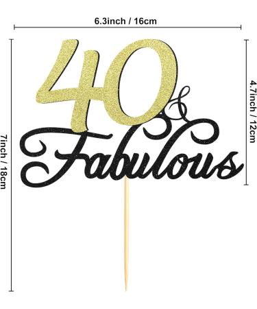Sumerk Glitter 40 & Fabulous Cake Topper 40th Birthday Cake Picks 40th Anniversary Cake Topper Party Decorations Supplies - Buy Online on SooperMarket.com