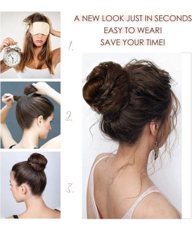 Synthetic Messy Hair Bun Scrunchie Extension in Ash Blonde/Bleach Blonde - Curly Wavy Chignon Updo for Women | Ponytail Hair Accessories - Buy Online on SooperMarket.com