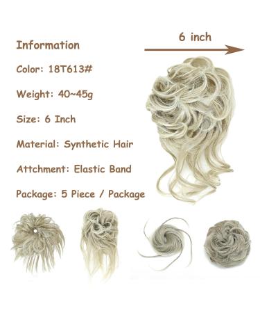 Fulang Hair 5/Pack Large Wavy Bun Hair Parts with Rubber Bands - Messy Updo Extensions for Women (18t/613#) - Buy Online on SooperMarket.com