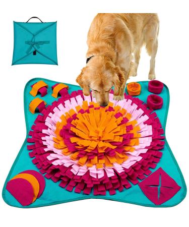 Emwel Dog Snuffle Mat - Washable Pet Feeding Nosework Treats Mat Puzzle Training Toy for Dogs Large Medium Puppies Red