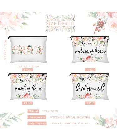 Bridesmaids Makeup Bag Set - Floral Wedding Cosmetic Canvas Bags for Women - Buy Online on SooperMarket.com