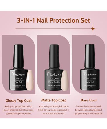 Maykawe Gel Nail Polish Set with 48W Nail Lamp - 6 Nude, Gray, Pink, Purple Colors - Base Top Coat, Manicure Tools - Shellac Nail Art Kit for Beginners - Home Salon Starter Kit - Buy Online on SooperMarket.com