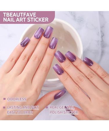 16 PCs Purple Gel Nail Polish Stickers - Full Wrap Nail Strips for Women & Girls | Cured Gel Nail Decoration (BSG-0329 Starry Sky) - Buy Online on SooperMarket.com